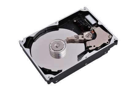 open hdd closeup on white backgroundの写真素材