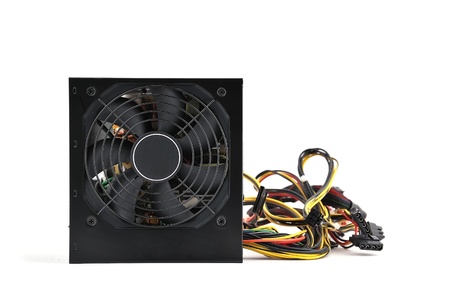 Computer Power Supply on a white backgroundの写真素材