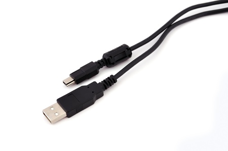 usb wires on a white backgroundの写真素材