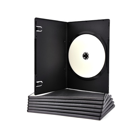 dvd optical drive and box on a white backgroundの写真素材