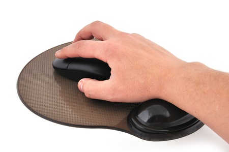 wireless mouse and mause pad  on a white backgroundの写真素材