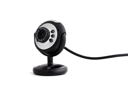 webcam stand on a white backgroundの写真素材