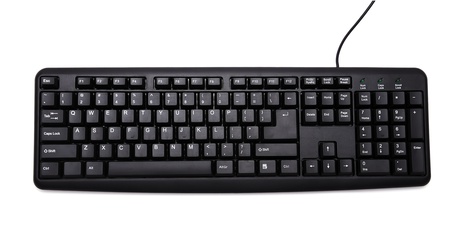 black keyboard on white backgroundの写真素材