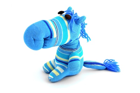blue soft toy on a white backgroundの写真素材