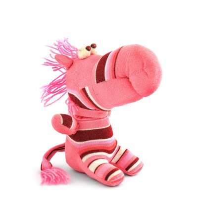 pink soft toy on a white backgroundの写真素材