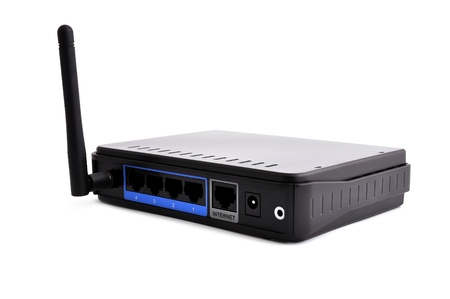 Wireless router on a white backgroundの写真素材