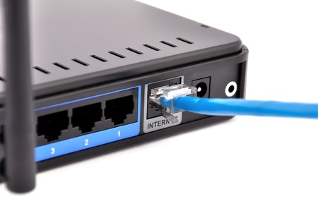 Wireless router on a white backgroundの写真素材