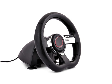 game steering wheel  on a white backgroundの写真素材