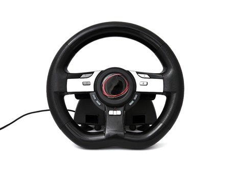 game steering wheel  on a white backgroundの写真素材