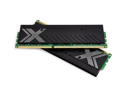 two RAM closeup on white backgroundの写真素材