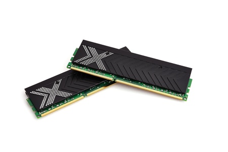 two RAM closeup on white backgroundの写真素材