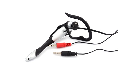 headphones with a microphone on a white backgroundの写真素材