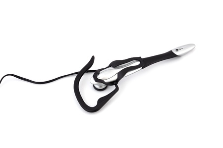 headphones with a microphone on a white backgroundの写真素材