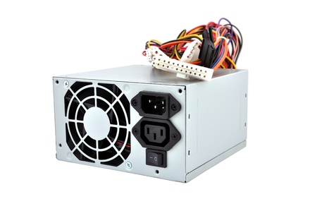 Computer Power Supply on a white backgroundの写真素材