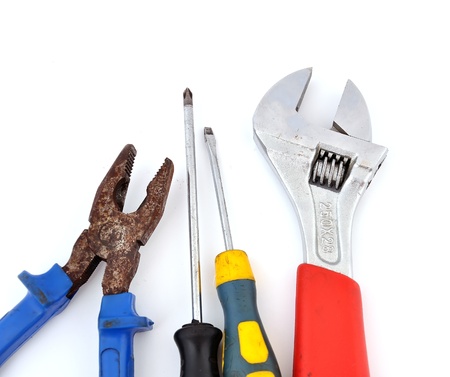 old Tool set on white background