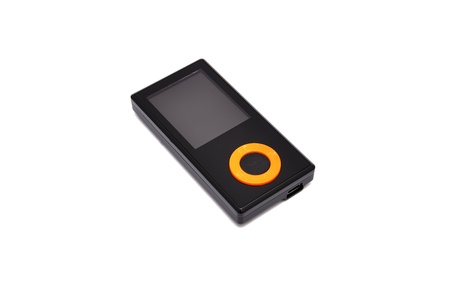 mp3 player black on a white backgroundの写真素材