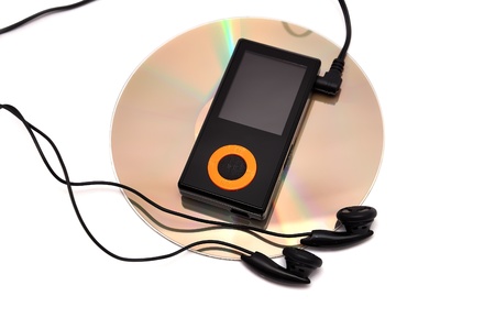 mp3 player black on a white backgroundの写真素材