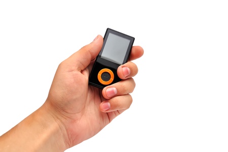 mp3 player black on a white backgroundの写真素材