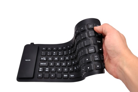 black rubber  keyboard on white backgroundの写真素材