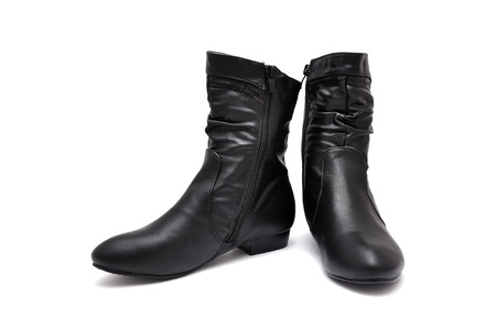 black women's boots on a white backgroundの写真素材