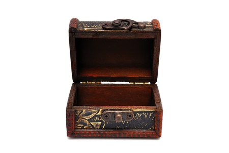 wooden casket with white background