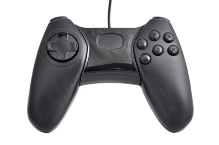 black gamepad on a white backgroundの写真素材