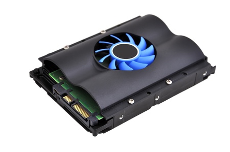 hdd and fan on a white background