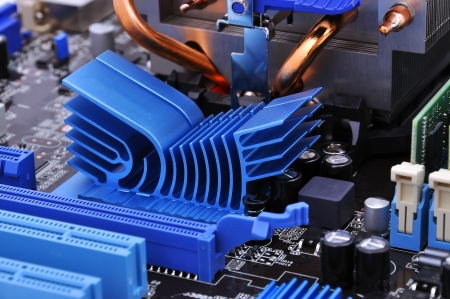 radiator on the motherboard closeup