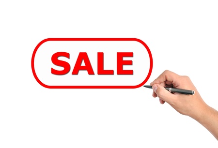 hand drawing sale on a white backgroundの写真素材