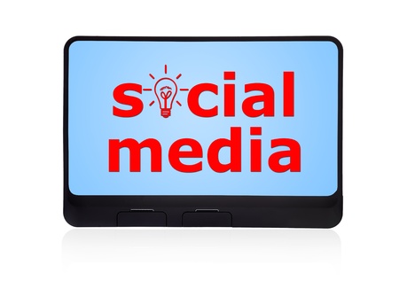 social media on digital tabletの写真素材