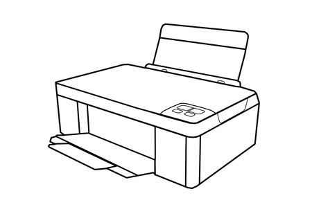 drawing all-in-one printer on a white background