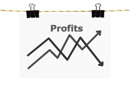 poster with profits hanging on a ropeの写真素材