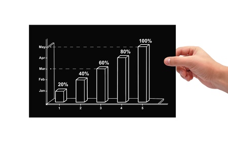 hand holding black paper with graph of profitの写真素材