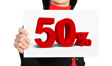 discount information poster in hand