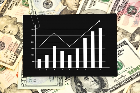 pappaper with graph on money backgroundの写真素材