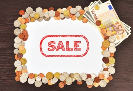 placard with drawing sale and moneyの写真素材