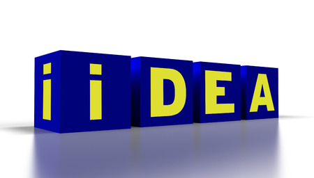 icon of cubes with letters and word ideaの写真素材