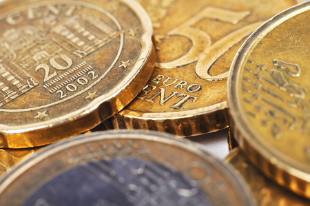 Euro coins super close up
