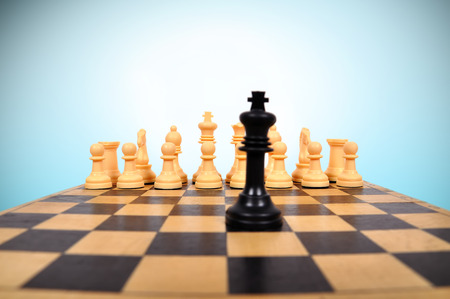 Black Chess King and chess piecesの写真素材