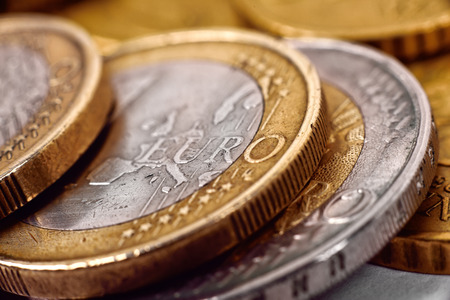 color euro coins money, extra close upの写真素材