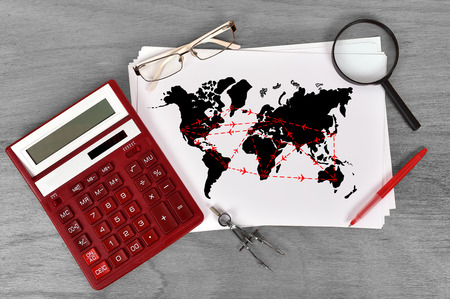 commercial air service drawing on paperの写真素材