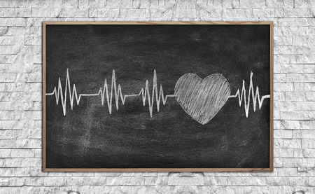 blackboard with taking pulse, close upの写真素材