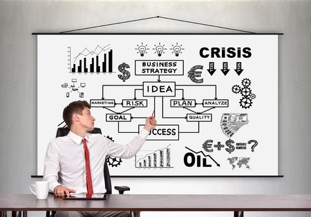 businessman showing a business idea concept  on poster