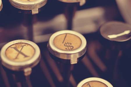 Typewriter keys in vintage color tone