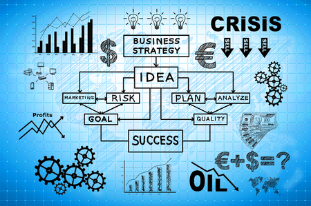 start up concept on blue screen plasma panelの写真素材