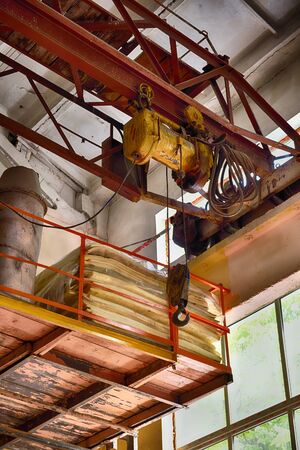 Old empty destroyed and abandoned factory. Industrial and works concept