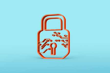 digital lock icon interface. Global business and information technology concept. 3d renderingの写真素材