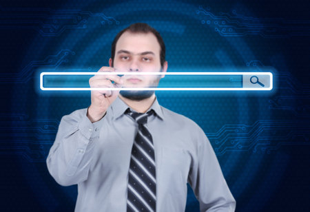 businessman drawing searching information. business and technology concept. close upの写真素材