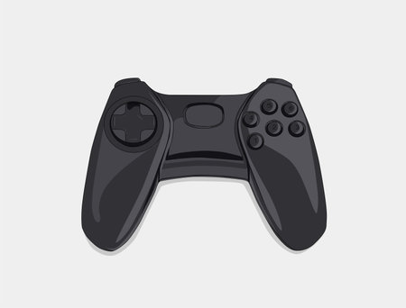 Black videogame controller on a white gradient background. Vector illustration designのイラスト素材