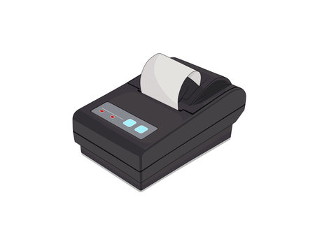 Black printer for fiscal cash register and check. Technology and business vector element. Vector illustration designのイラスト素材